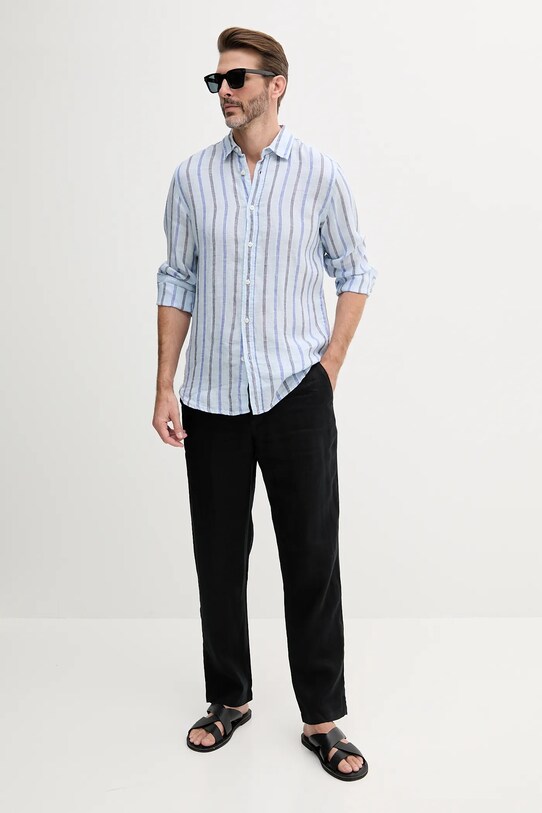 United Colors of Benetton spodnie lniane 4AGHUF00M czarny SS25