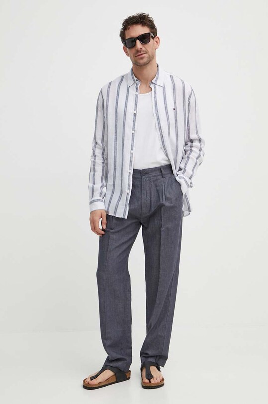 Pepe Jeans spodnie RELAXED PLEATED LINEN PANTS PM211700 szary SS24
