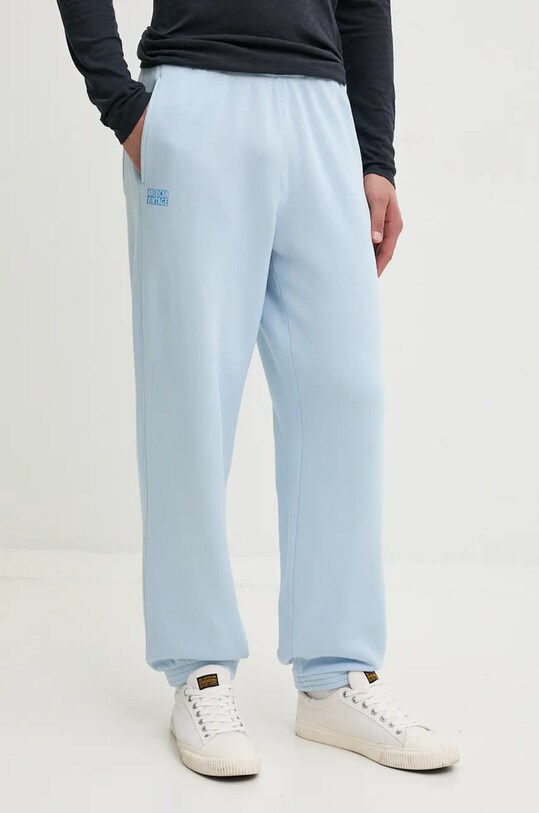 American Vintage pantaloni de trening tricotaj albastru MIZU05AE24