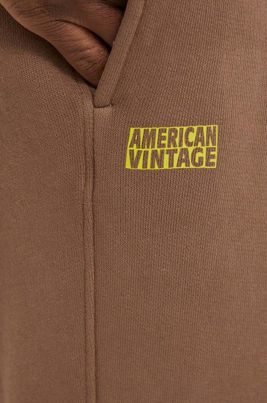 American Vintage spodnie dresowe JOGGING AMPLE brązowy MIZU05AE24