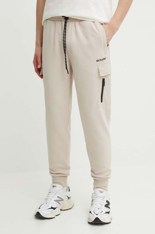 Sixth June pantaloni de trening tricotaj bej 25009