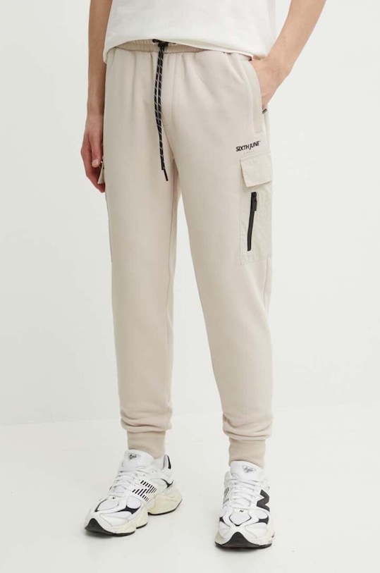 Sixth June spodnie dresowe dzianina beżowy 25009
