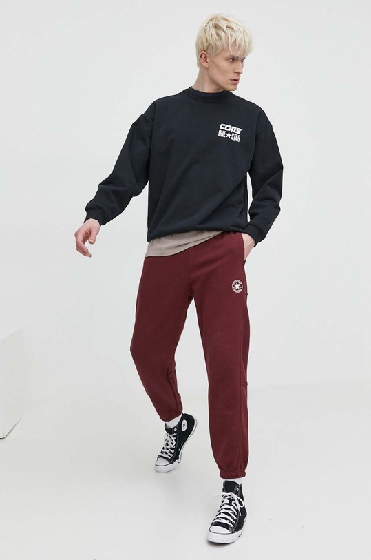 Converse pantaloni de trening 10025983.A03 burgundia SS24