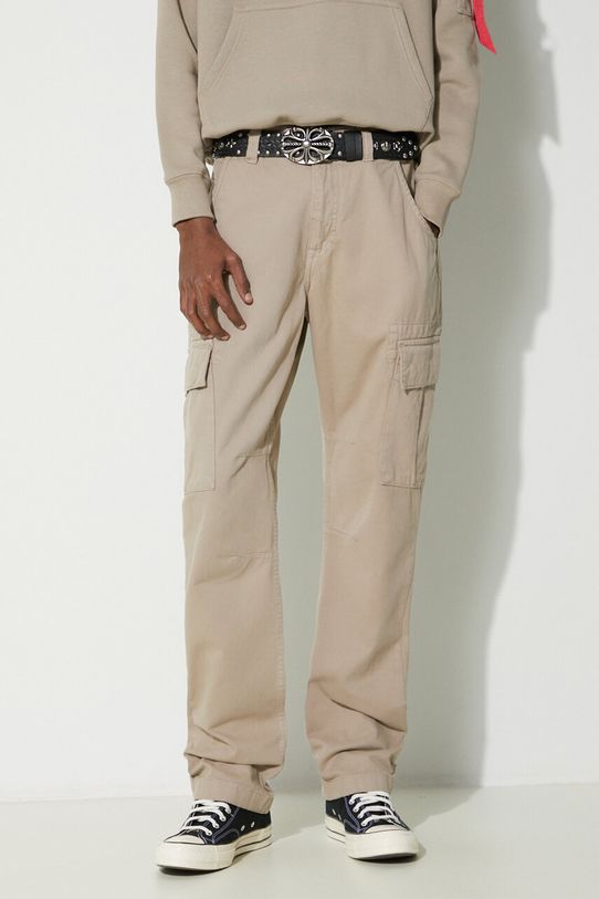 Bavlnené nohavice Alpha Industries Agent Pant bavlna béžová 158205