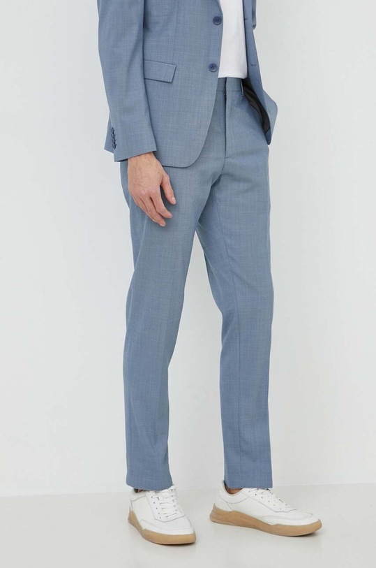 Calvin Klein spodnie z domieszką wełny tkanina niebieski K10K112579