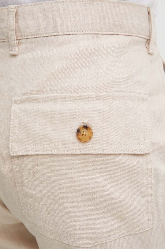 Michael Kors spodnie lniane beżowy CS4303L1T2