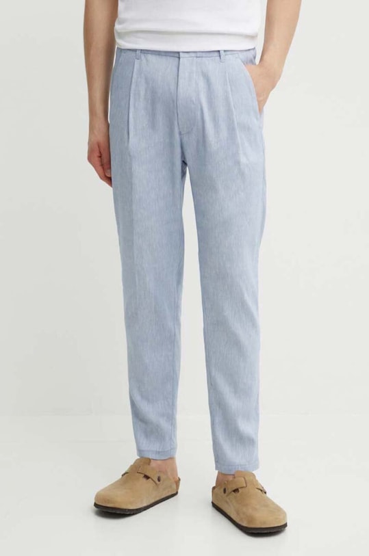 Drykorn spodnie lniane CHASY tkanina niebieski 40393.126014