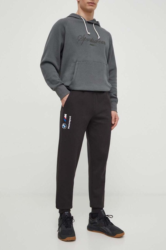 Puma pantaloni de trening BMW tricotaj negru 621302