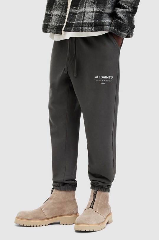 Βαμβακερό παντελόνι AllSaints UNDERGROUND στάμπα γκρί MG323Z