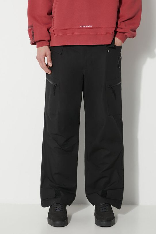 Хлопковые брюки A-COLD-WALL* Static Zip Pant гладкий чёрный ACWMB278C