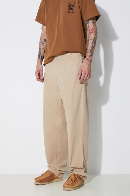 Carhartt WIP pantaloni de bumbac Calder Pant bej I033128.G1GD
