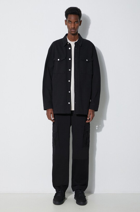 Штани Marcelo Burlon Cross Cotton Cargo CMCF014S24FAB0011001 чорний SS24