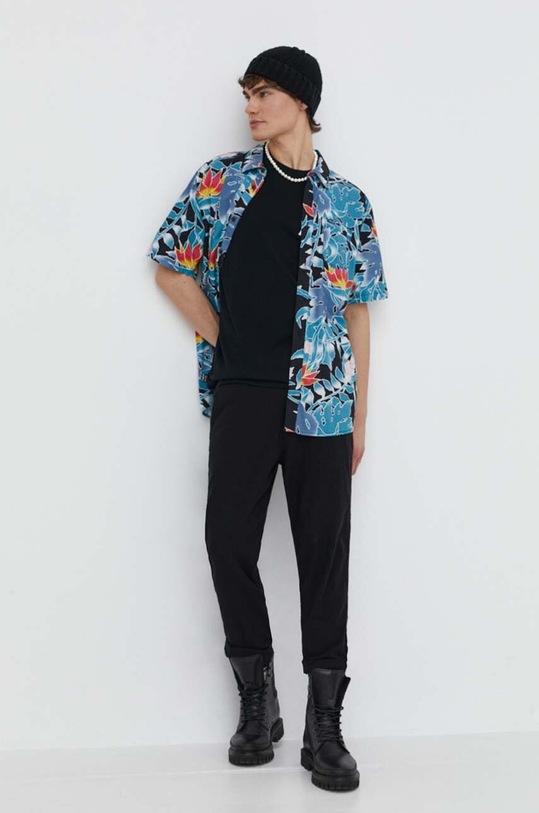 Παντελόνι με λινό μείγμα Hollister Co. KI330.4023.900 μαύρο SS24