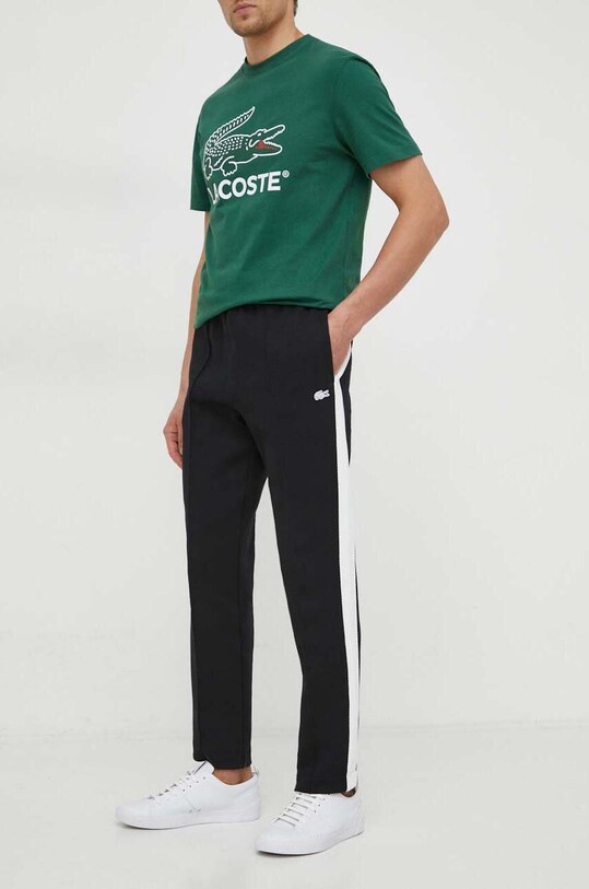 Tepláky Lacoste pletenina čierna XH7450