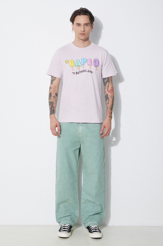 Βαμβακερό παντελόνι Human Made Garment Dyed Painter Pants HM27PT008 πράσινο SS24