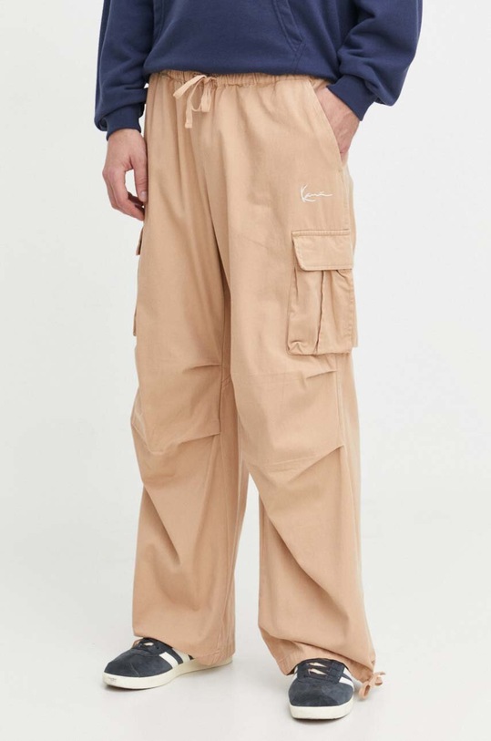 Karl Kani pantaloni de bumbac drept bej 6003568