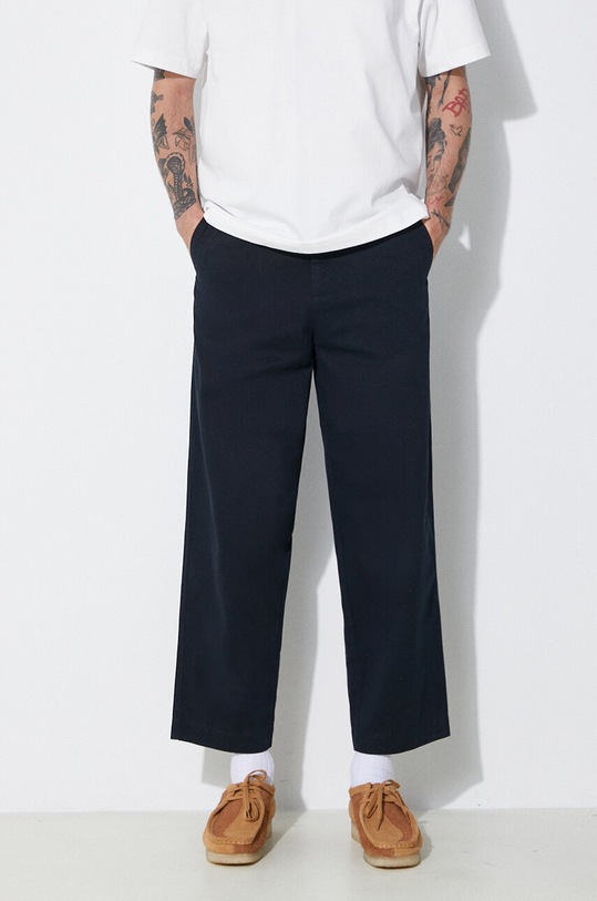 Βαμβακερό παντελόνι Fred Perry Straight Leg Twill Trouser βαμβάκι σκούρο μπλε T6530.608