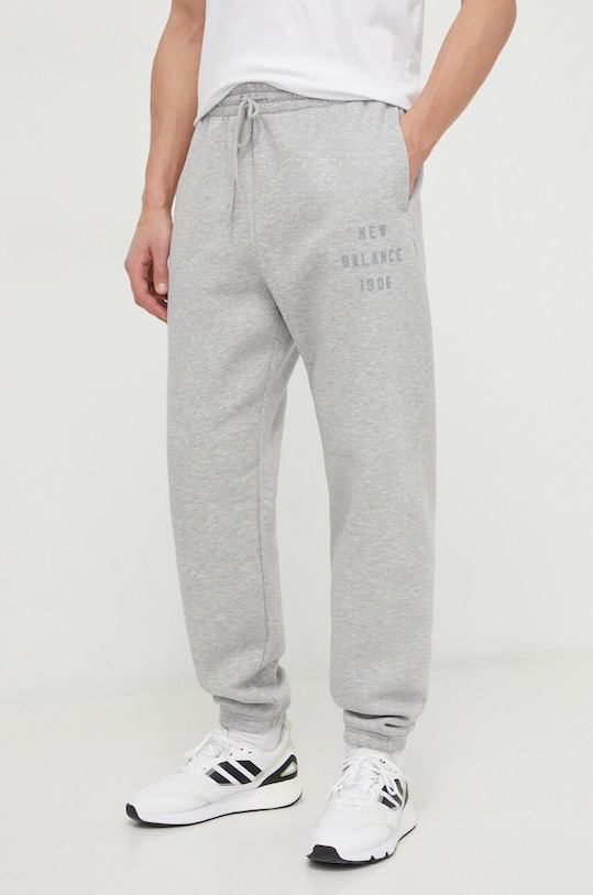 New Balance spodnie dresowe MP41505AG z elastanem szary MP41505AG