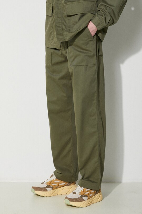 Universal Works pantaloni in cotone Fatigue Pant verde 132.LIGHT.OLIVE