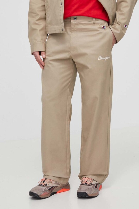 Champion pantaloni de bumbac drept bej 219860