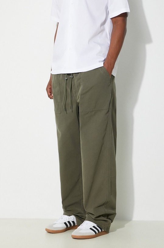 Vans pantaloni de bumbac Premium Standards Easy Trouser LX verde VN000GZ2KCZ1