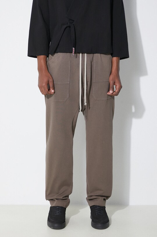 Rick Owens pantaloni da jogging in cotone cotone marrone DU01D1370.RIG.34