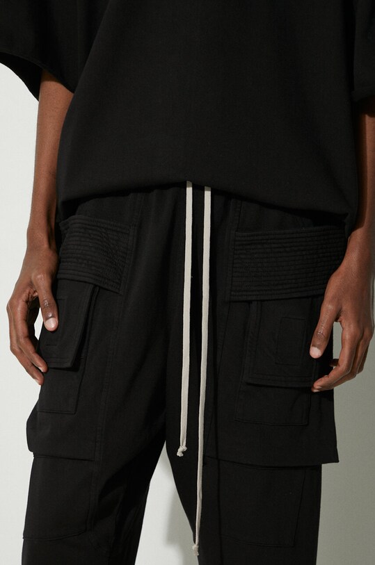 Rick Owens pantaloni de bumbac Knit Pants Creatch Cargo Drawstring negru DU01D1376.RIG.09