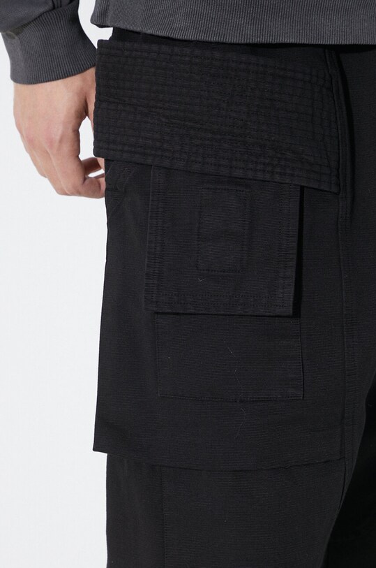 Rick Owens pantaloni de bumbac Woven Pants Creatch Cargo Cropped Drawstring DU01D1371.CB.09 negru