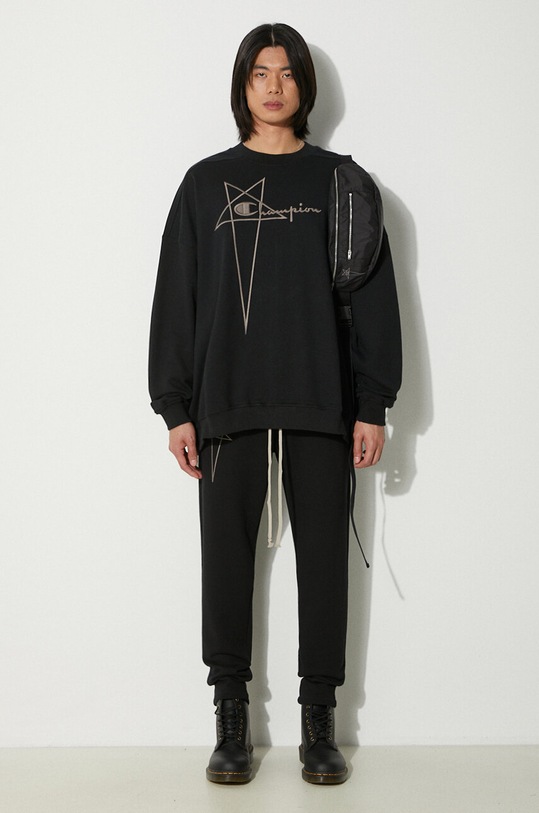 Хлопковые спортивные штаны Rick Owens x Champion Joggers CM01D0471 чёрный SS24