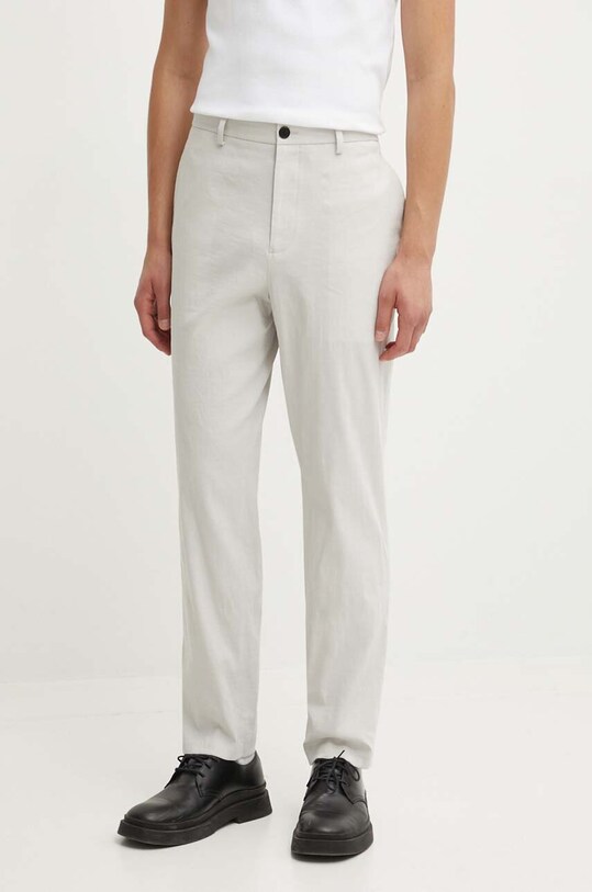 Theory pantaloni din in drept gri O0373221