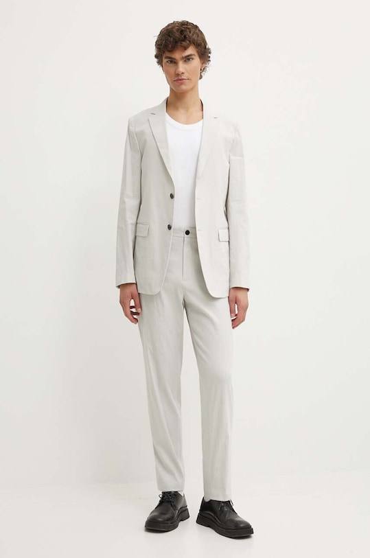 Льняные брюки Theory O0373221 серый SS24