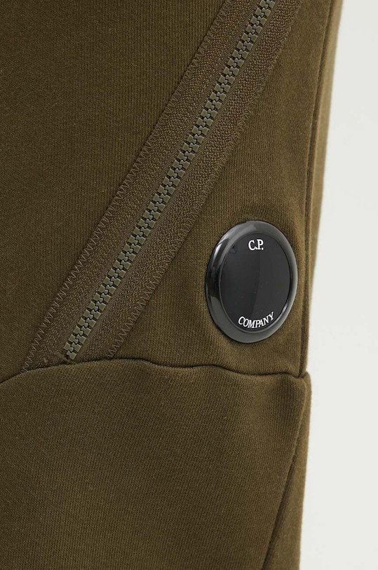 C.P. Company spodnie dresowe bawełniane Diagonal Raised Fleece zielony 16CMSP084A005086W