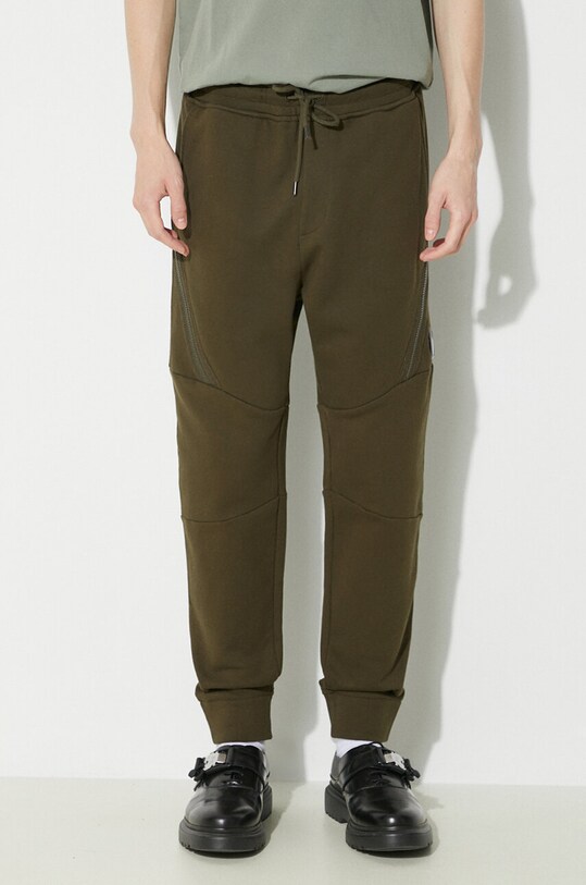Памучен спортен панталон C.P. Company Diagonal Raised Fleece зелен 16CMSP084A005086W