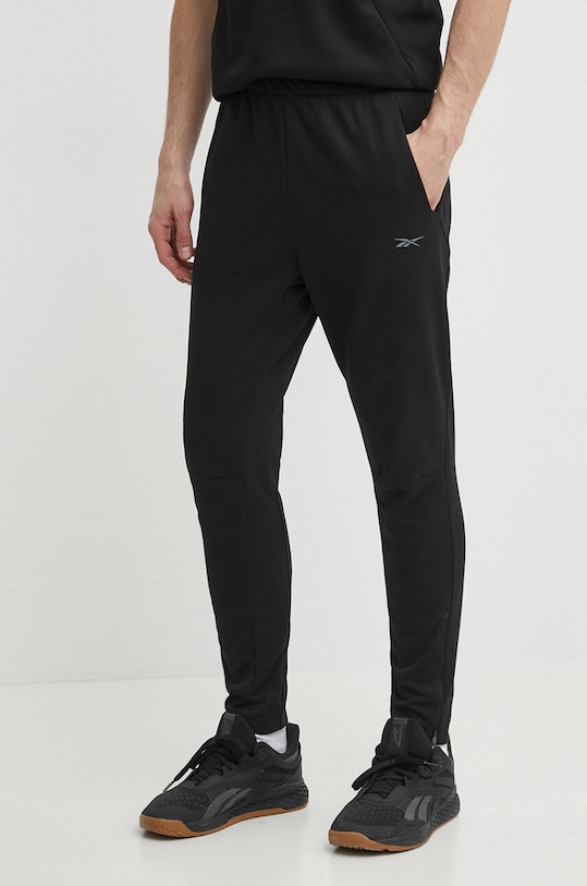 Reebok pantaloni de antrenament Strength tricotaj negru 100075596