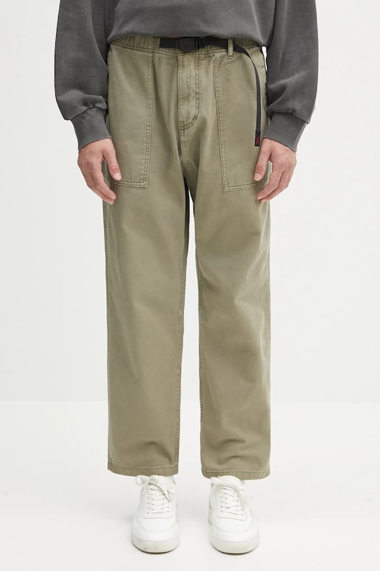 Bavlněné kalhoty Gramicci Loose Tapered Ridge Pant bavlna zelená G114.OGT