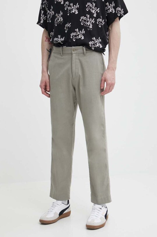 Abercrombie & Fitch pantaloni din amestec de in drept verde KI130.4037.332