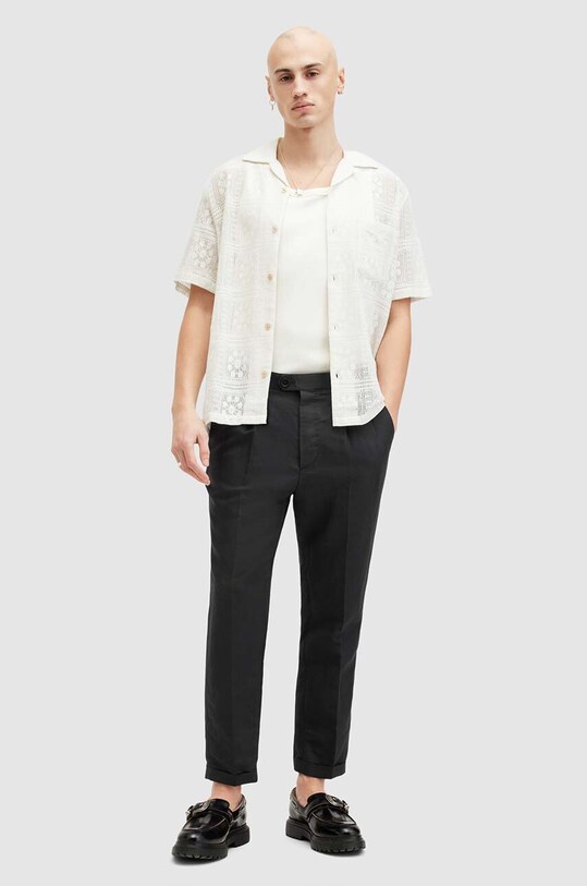 AllSaints pantaloni din in CROSS TALLIS TROUSER chinos negru M006TA