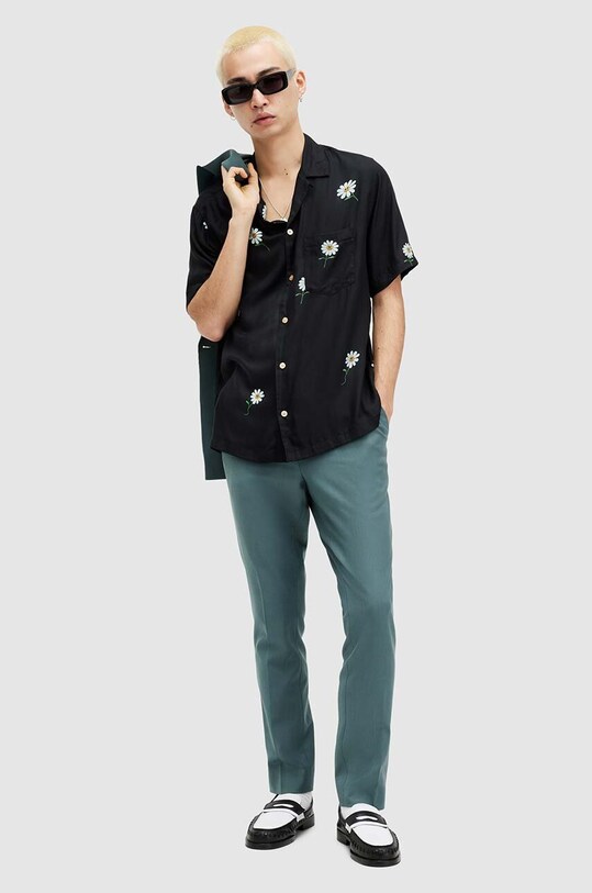 Брюки с шерстью AllSaints MOAD TROUSER с добавлением шерсти бирюзовый MM514Z