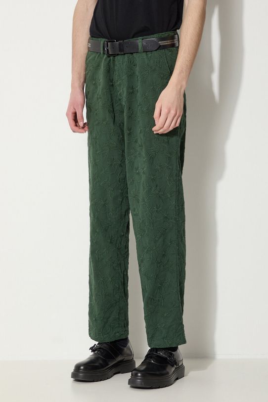 Corridor spodnie bawełniane Floral Embroidered Trouser zielony TR0076