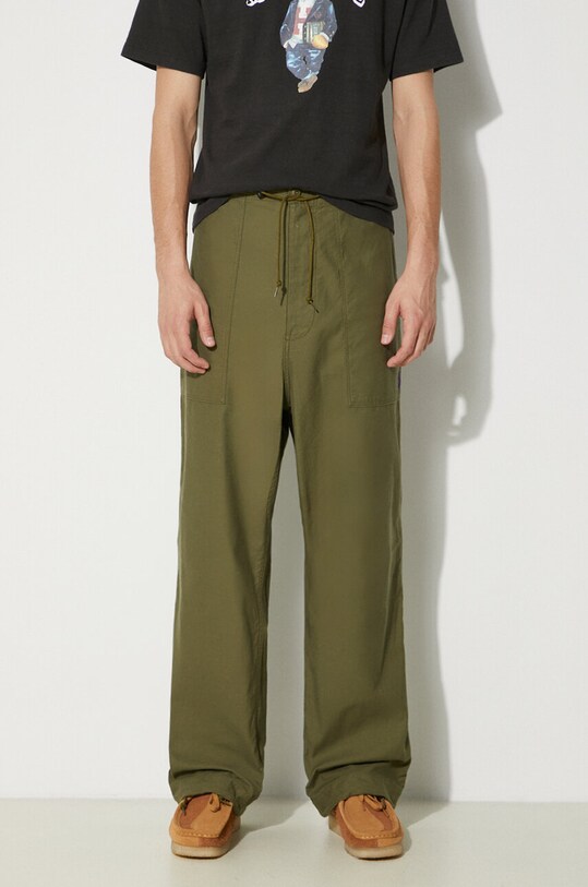 Бавовняні штани Needles String Fatigue Pant зелений OT181