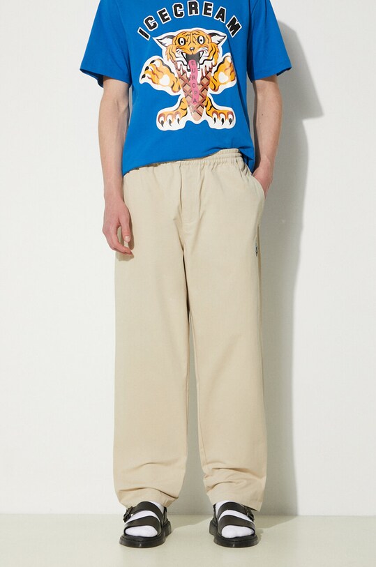 ICECREAM pantaloni in cotone Skate Pant beige ICC003