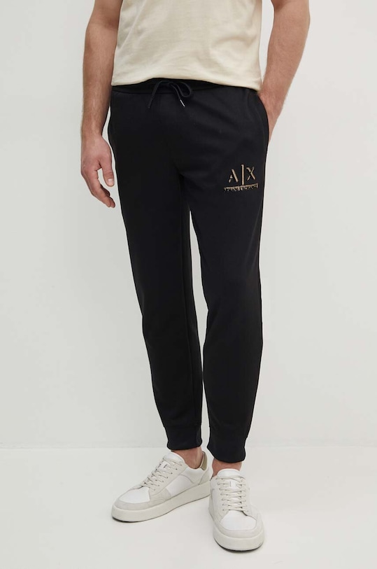 Armani Exchange spodnie dresowe aplikacja czarny 3DZPSA.Z9N1Z