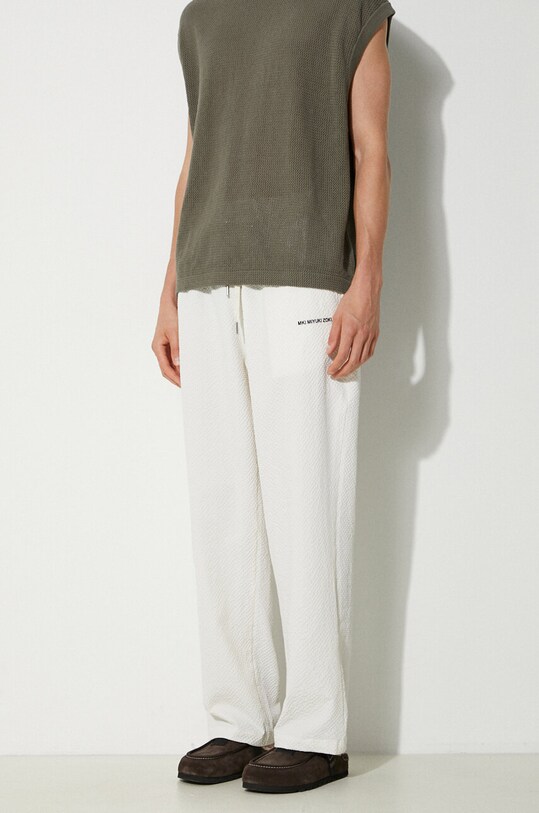 MKI MIYUKI ZOKU spodnie Seersucker Trousers beżowy SEERSUCKER.TROUSERS