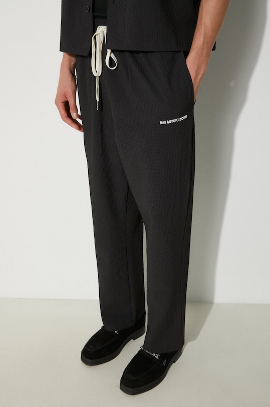 MKI MIYUKI ZOKU pantaloni Seersucker Trousers drept negru SEERSUCKER.TROUSERS