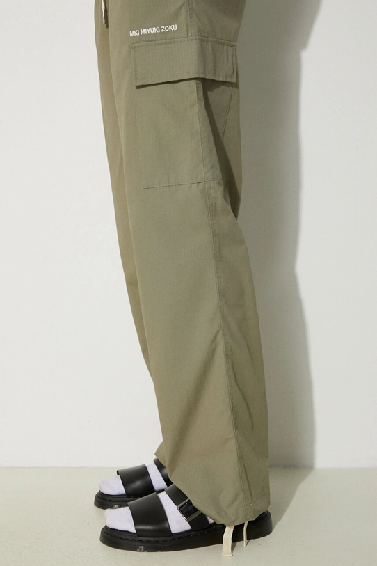 Хлопковые брюки MKI MIYUKI ZOKU Ripstop Cargo Trousers зелёный RIPSTOP.CARGO.TROUSERS