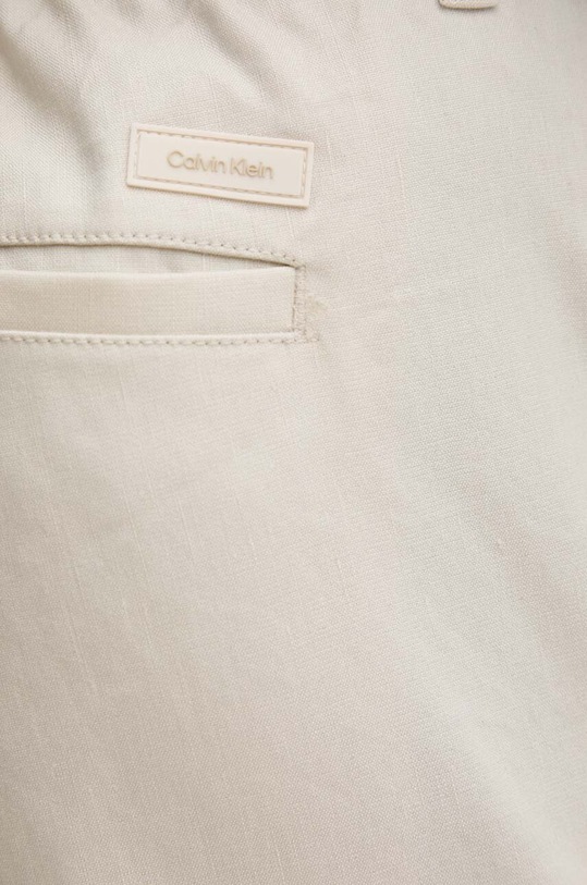 Calvin Klein spodnie z domieszką lnu beżowy K10K112825