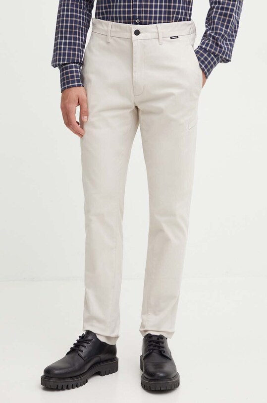 Kalhoty Calvin Klein látka béžová K10K112827