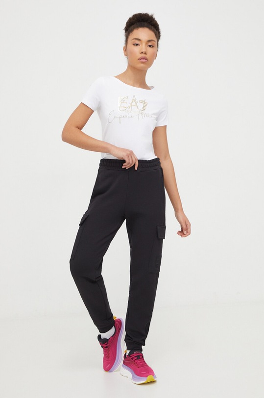 EA7 Emporio Armani spodnie dresowe bawełniane 3DUP53.PJTKZ czarny SS24