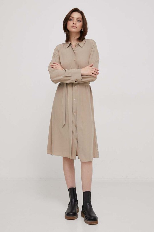 Šaty Tommy Hilfiger mini béžová WW0WW40563