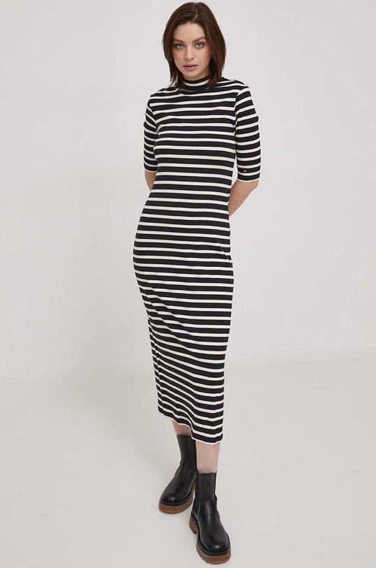 Šaty Tommy Hilfiger midi černá WW0WW40610